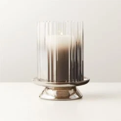 Lustro Smoked Glass Hurricane Candle Holder Small -Cb2 LustroGlassHurricaneSmROF22