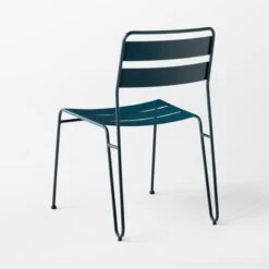 Luther Teal Metal Outdoor Dining Chair -Cb2 LutherTealDiningChair3QBSSS23