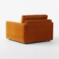Malea Cognac Brown Velvet Chair -Cb2 MaleaCognacVlvtChair3QBSSF23