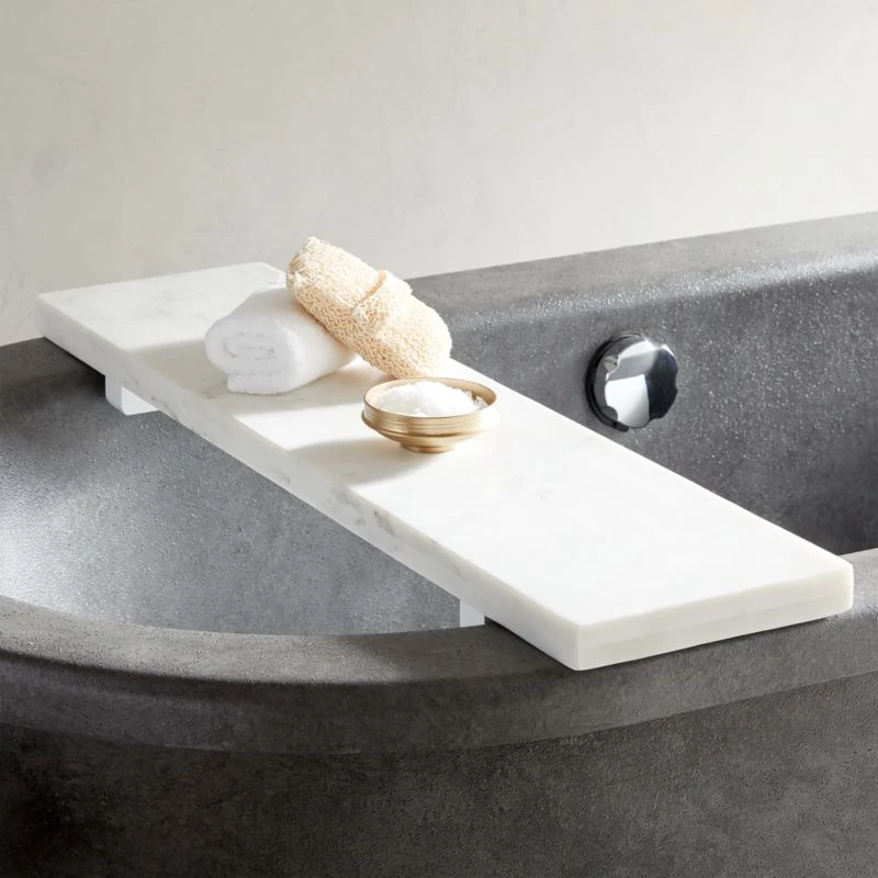 White Marble Bath Caddy 2 White Marble Bath Caddy - Image 2
