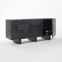 Marchino Cerused Black Wood Media Console -Cb2 MarchinoBlkCrsdMdCrdnz3QAVSSF22