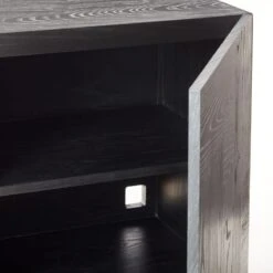 Marchino Cerused Black Wood Media Console -Cb2 MarchinoBlkCrsdMdCrdnzAVSSF22