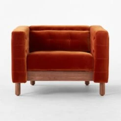 Marconi Tufted Rust Velvet Accent Chair -Cb2 MarconiCprVlvtTfftdChairSOSSF22