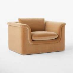 Mardones Camel Brown Velvet Lounge Chair -Cb2 MardonesCamelVlvtChair3QSSF23