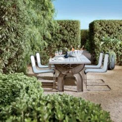 Enzo Natural Sunbrella Outdoor Armless Sling Chair -Cb2 MareWhitewashedDiningTableM21