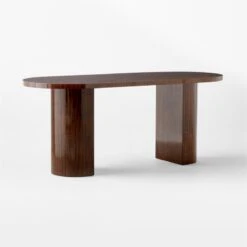 Marisa High-Gloss Walnut Wood Desk 70'' -Cb2 MarisaHiGlossDeskLrg3QSSS23