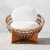 Masha Rattan And Teak Outdoor Lounge Chair With White Sunbrella® Cushions