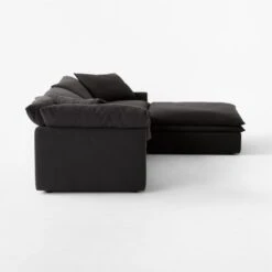 Mattea 4-Piece Charcoal Black Performance Linen Sectional Sofa With Right-Arm -Cb2 Mattea4PcBlkRASectSDSSS23