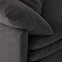 Mattea 4-Piece Charcoal Black Performance Linen Sectional Sofa With Right-Arm -Cb2 MatteaOnyxCornerChairAVSSS23