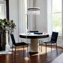 Orion Glass Crystal Chandelier -Cb2 MaudeLeatherPedestalGameNV20 1x1