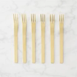 Set Of 6 Mini Gold Cocktail Forks