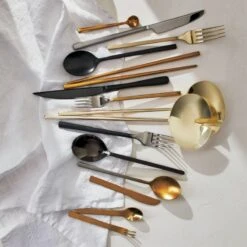 Set Of 6 Mini Gold Cocktail Forks -Cb2 MiniSpoonsTiltBrushedSilverAG20 1x1