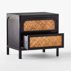 Miri 2-Drawer Black Cane Nightstand -Cb2 MiriNightstand3QAVSSF21