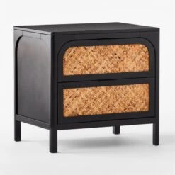 Miri 2-Drawer Black Cane Nightstand -Cb2 MiriNightstand3QSSF21