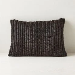 Monte Black Jute Throw Pillow With Down-Alternative Insert 18"x12"