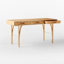 Noemie 3-Drawer Burl Wood Office Desk 13 Noemie 3-Drawer Burl Wood Office Desk -Cb2 NoemieBurlDeskAV2SSS23