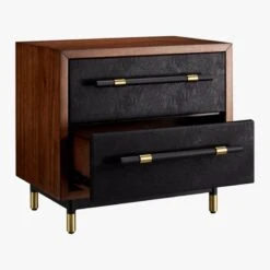 Oberlin 2-Drawer Faux Leather And Wood Nightstand -Cb2 OberlinNighstandAVS18