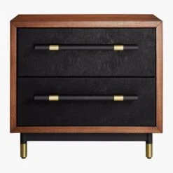 Oberlin 2-Drawer Faux Leather And Wood Nightstand -Cb2 OberlinNighstandS18