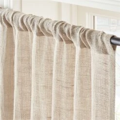 Flax Linen Openweave Window Curtain Panel 48''x84'' -Cb2 OpnwvFlaxLn96CurtainPnlAVSHS23