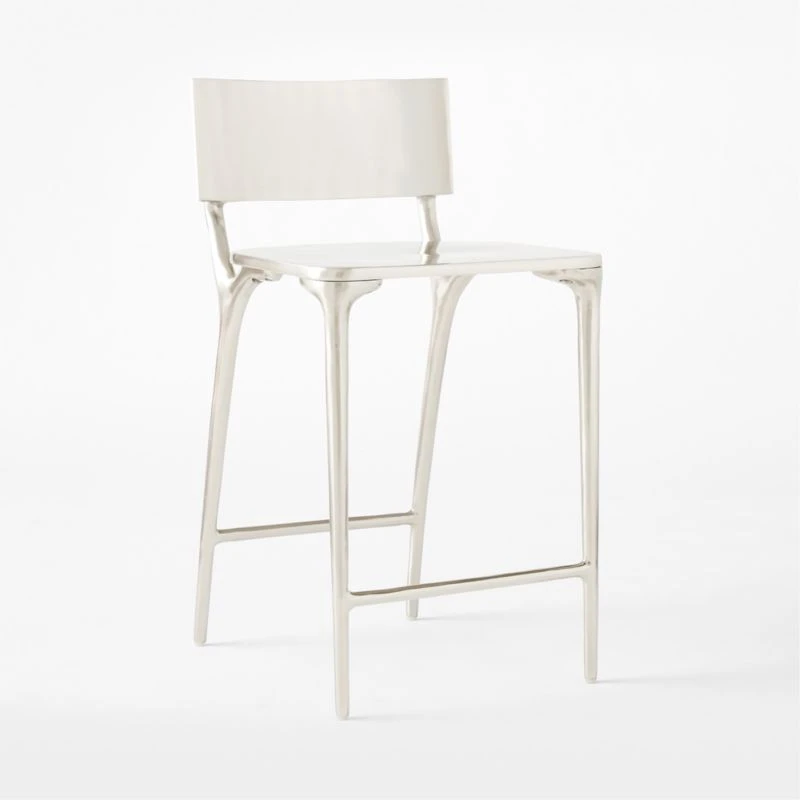 Oro Polished Silver Counter Stool 4 Oro Polished Silver Counter Stool - Image 4