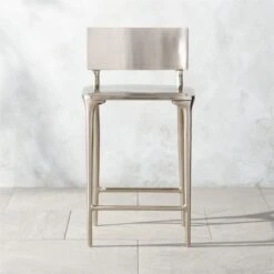 Oro Counter Stool Cover -Cb2 OroPlshdSlvrCounterStoolSHS22