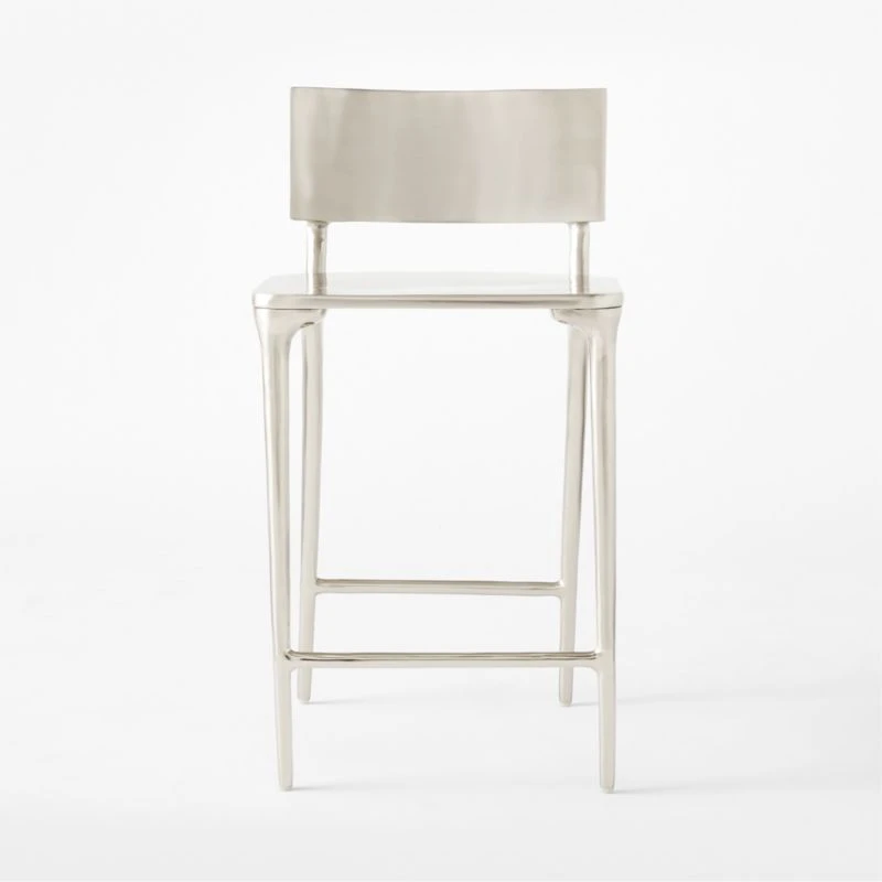 Oro Polished Silver Counter Stool 3 Oro Polished Silver Counter Stool - Image 3