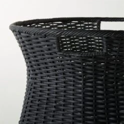 Palmer Black Wicker Storage Basket 5 Palmer Black Wicker Storage Basket -Cb2 PalmerBlackTprdBasketAV2SHS23