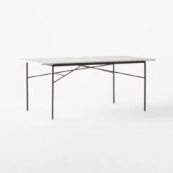 Pavilion Black Metal Outdoor Dining Table With Marble Top Model 6141 -Cb2 Pavilion6141BkDnTbWMbTp3QSSS23