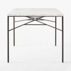 Pavilion Black Metal Outdoor Dining Table With Marble Top Model 6141 -Cb2 Pavilion6141BkDnTbWMbTpSDSSS23