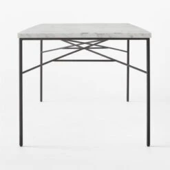 Pavilion Black Metal Outdoor Dining Table With Marble Top Large Model 6142 -Cb2 Pavilion6142LBkDnTbWMbTpSDSSS23