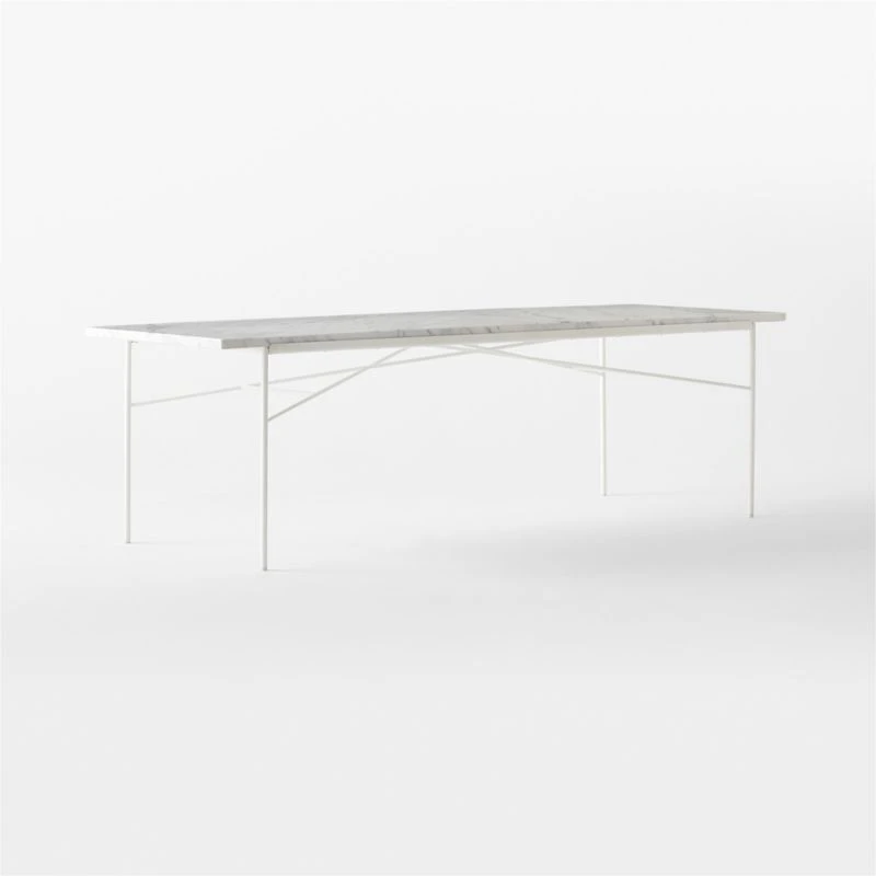 Pavilion Ivory Metal Outdoor Dining Table With Marble Top Large Model 6142 3 Pavilion Ivory Metal Outdoor Dining Table With Marble Top Large Model 6142 - Image 3