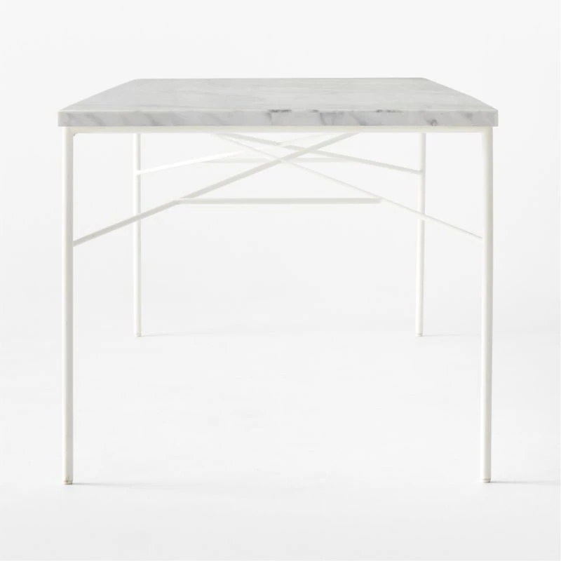 Pavilion Ivory Metal Outdoor Dining Table With Marble Top Large Model 6142 4 Pavilion Ivory Metal Outdoor Dining Table With Marble Top Large Model 6142 - Image 4