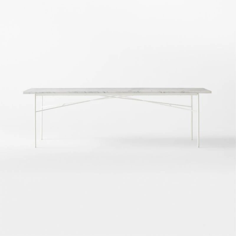 Pavilion Ivory Metal Outdoor Dining Table With Marble Top Large Model 6142 2 Pavilion Ivory Metal Outdoor Dining Table With Marble Top Large Model 6142 - Image 2