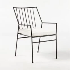 Pavilion Black Outdoor Dining Armchair With Ivory Sunbrella ® Cushion Model 6470 -Cb2 Pavilion6470IvyDiningChr3QSSS21 2