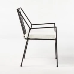 Pavilion Black Outdoor Dining Armchair With Ivory Sunbrella ® Cushion Model 6470 -Cb2 Pavilion6470IvyDiningChrSDSSS21 2