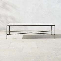Pavilion Black Metal Outdoor Coffee Table With Marble Top Model 6511