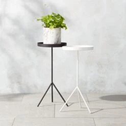 Pavilion Black Cocktail Table/Plant Stand 21.5" -Cb2 PavilionPlntStdNCcktlTblGrpFHS22