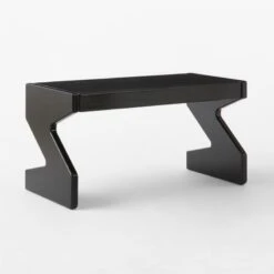 Perno 2-Drawer High-Gloss Black Oak Wood Desk -Cb2 PernoDesk3QBSSS23