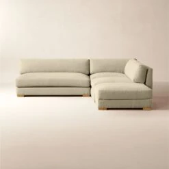 Piazza 4-Piece Modular Camel Brown Boucle Sectional Sofa With White Oak Legs 105''