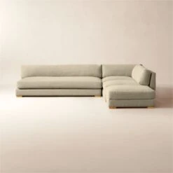 Piazza 4-Piece Modular Camel Brown Boucle Sectional Sofa With White Oak Legs 127''