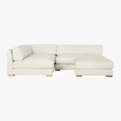 Piazza 4-Piece Modular White Linen Sectional With Ottoman 105'' -Cb2 PiazzaSnow4PcModApSfSect3QF19