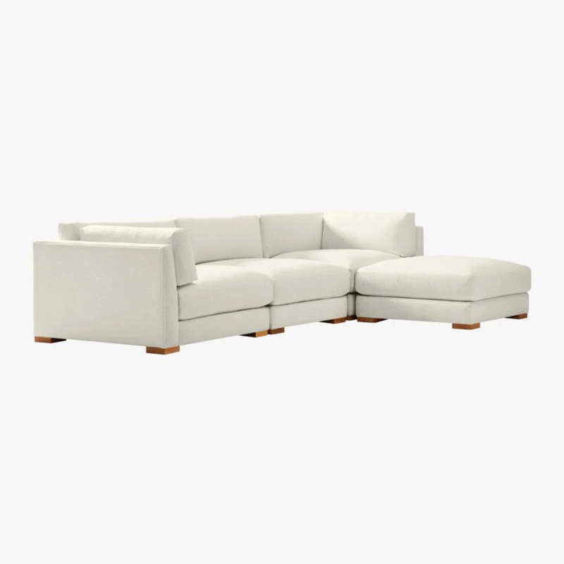 Piazza 4-Piece Modular White Linen Sectional Sofa 3 Piazza 4-Piece Modular White Linen Sectional Sofa - Image 3