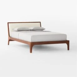 Pietro Woven Ivory Leather Queen Bed -Cb2 PietroWovenIvryLthrQBed3QSSF22