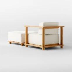 Pinet Teak Outdoor Lounge Chair And Ottoman With Textured Ivory Perennials® Cushions 11 Pinet Teak Outdoor Lounge Chair And Ottoman With Textured Ivory Perennials® Cushions -Cb2 PinetTkODLgChairWOttoman3QBSSS23