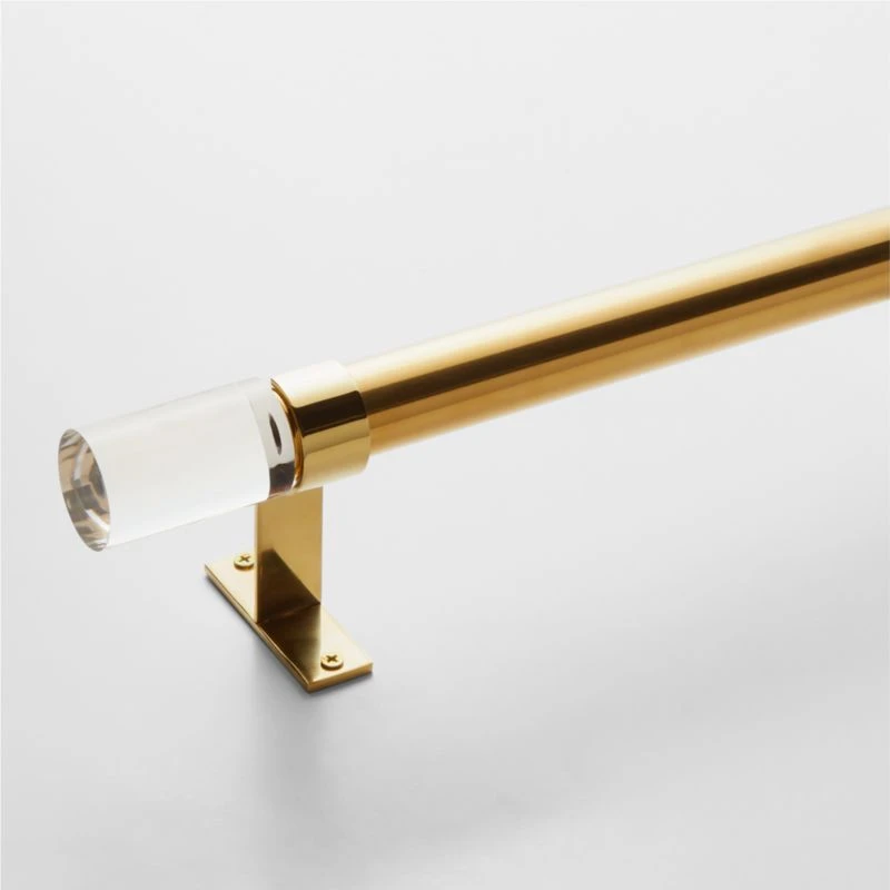 Porter Single Polished Brass Curtain Rod With Acrylic Finial 28"-48"x1.25" 1 Porter Single Polished Brass Curtain Rod With Acrylic Finial 28"-48"x1.25"