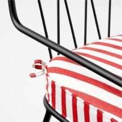 Pavilion Black Outdoor Dining Armchair With Striped Sunbrella ® Cushion Model 6160 Set Of 2 -Cb2 PvlnBkDnChrWSTdChM6160AVSSS22 1