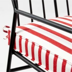 Pavilion Black Outdoor Dining Armchair With Striped Sunbrella ® Cushion Model 6470 Set Of 2 -Cb2 PvlnBkDnChrWStdChM6470AVSSS22 1