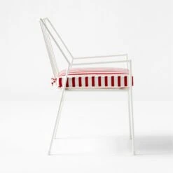 Pavilion Ivory Outdoor Dining Armchair With Striped Sunbrella ® Cushion Model 6470 Set Of 4 -Cb2 PvlnIvDngChrWStdChM6470SDSSS22