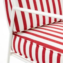 Pavilion Ivory Metal Outdoor Patio Lounge Chair With Striped Cushion Model 6471 -Cb2 PvlnIvLngChrWSdChM6471AVSSS22