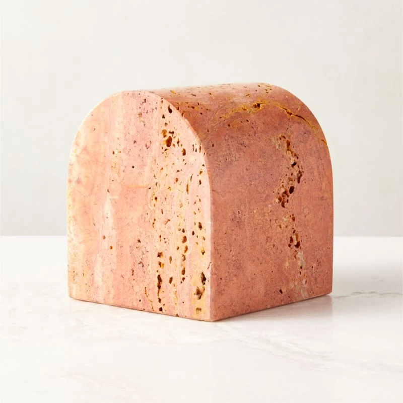 Red Travertine Arched Bookend 1 Red Travertine Arched Bookend